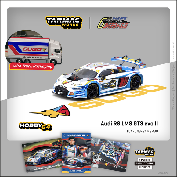 (Pre-Order) 1:64 2024 Macau GT Cup - James Yu -- #30 Audi R8 LMS GT3 -- Tarmac Works