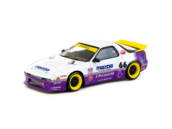1:64 Mazda RX-7 FC3S Pandem -- #66 White / Purple -- Tarmac Works