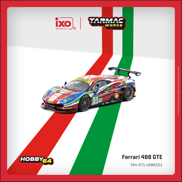 (Pre-Order) 1:64 2016 Le Mans 24h -- #51 Ferrari 488 GTE -- Tarmac Works x IXO