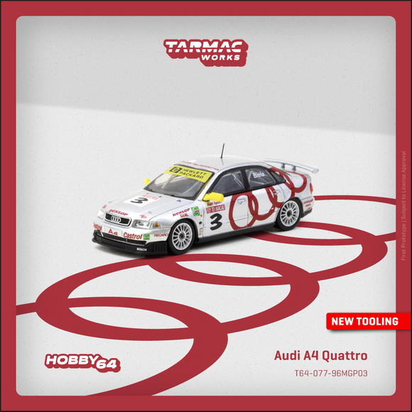 (Pre-Order) 1:64 1996 Macau Guia Race Winner -- #3 Audi A4 Quattro -- Tarmac Works