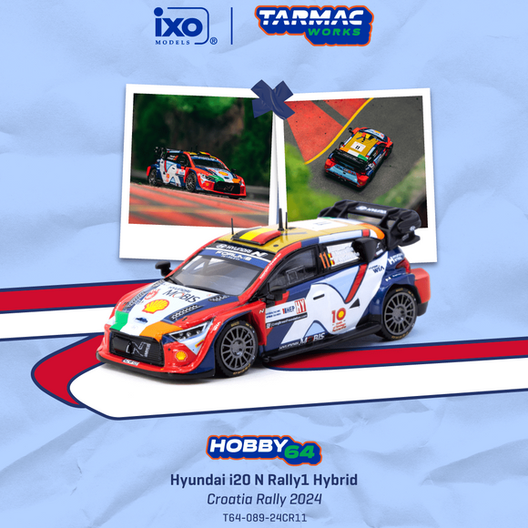 (Pre-Order) 1:64 2024 Croatia Rally -- #11 Hyundai i20 N Rally1 Hybrid -- Tarmac Works