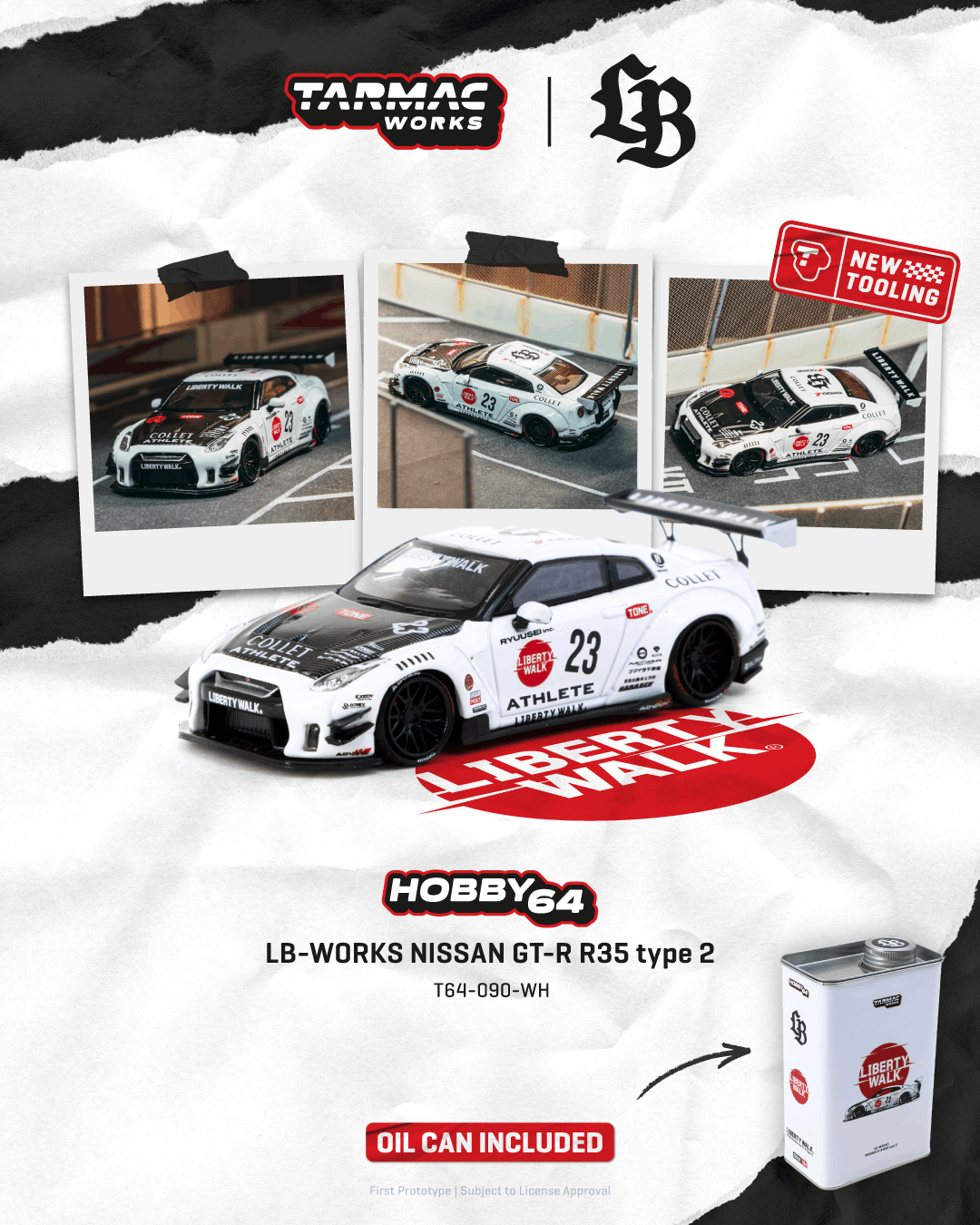アイドロン1/43 LB-Works GT-R type2 パールホワイト 1/43 Liberty Walk LB-WORKS Nissan GT-R R35 type 2 White - Tarmac Works