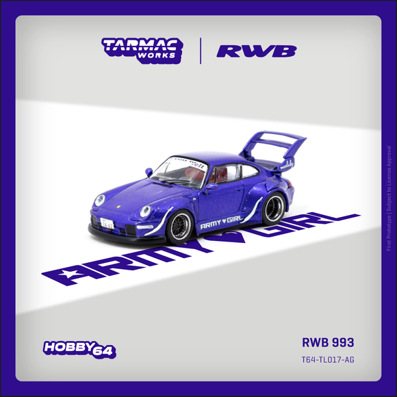 (Pre-Order) 1:64 RWB 993 (Porsche 911) -- Blue Army Girl -- Tarmac Works