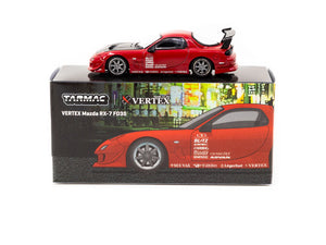 1:64 Mazda RX-7 FD3S VERTEX -- Red w/Black Bonnet -- Tarmac Works