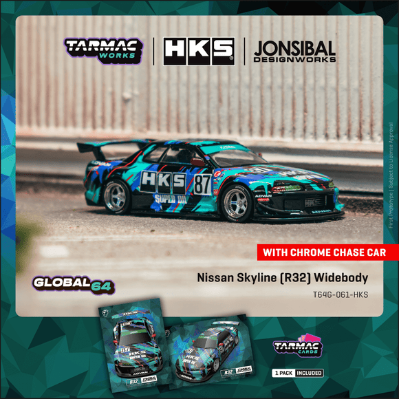 (Pre-Order) 1:64 Nissan Skyline (R32) Widebody -- HKS -- Tarmac Works x Tarmac Cards