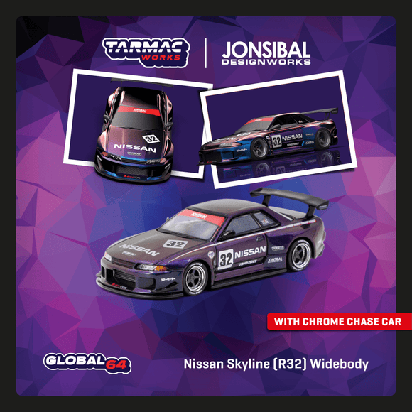 (Pre-Order) 1:64 Nissan Skyline (R32) Widebody -- Midnight Purple -- Tarmac Works