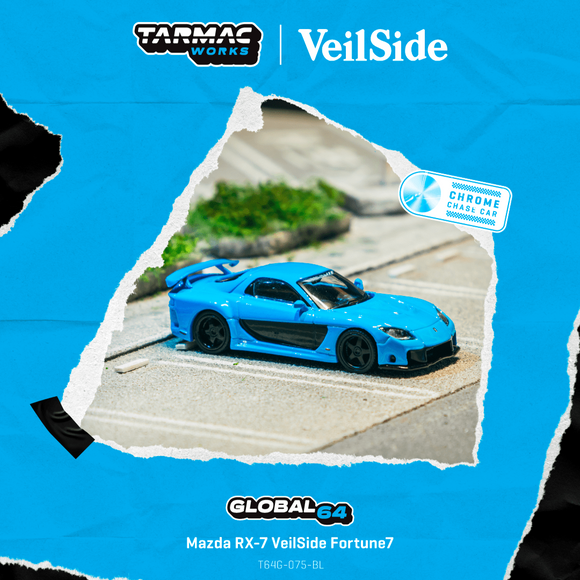 (Pre-Order) 1:64 Mazda RX7 VeilSide Fortune7 -- Blue/Black -- Tarmac Works