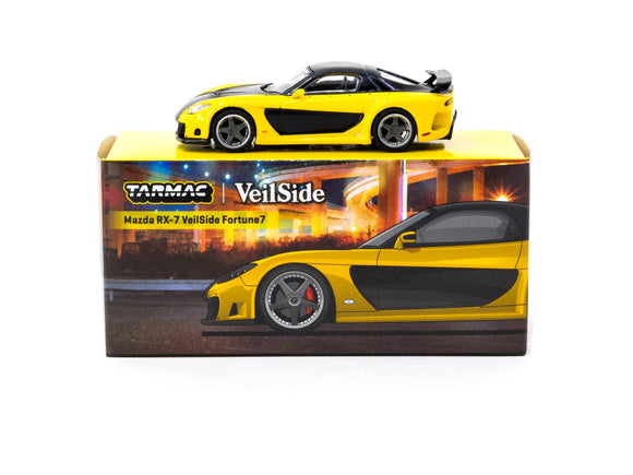 1:64 Mazda RX-7 VeilSide Fortune7 -- Yellow / Black -- Tarmac Works