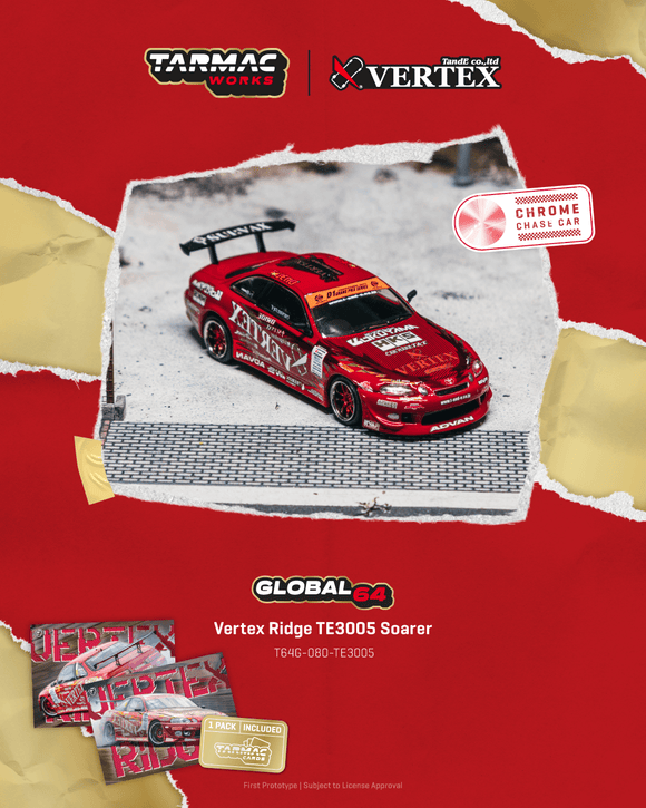(Pre-Order) 1:64 Toyota Soarer Vertex Ridge TE3005 -- Metallic Red -- Tarmac Works x Tarmac Cards