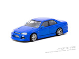 (Pre-Order) 1:64 Nissan R34 Skyline Sedan URAS -- Blue -- Tarmac Works