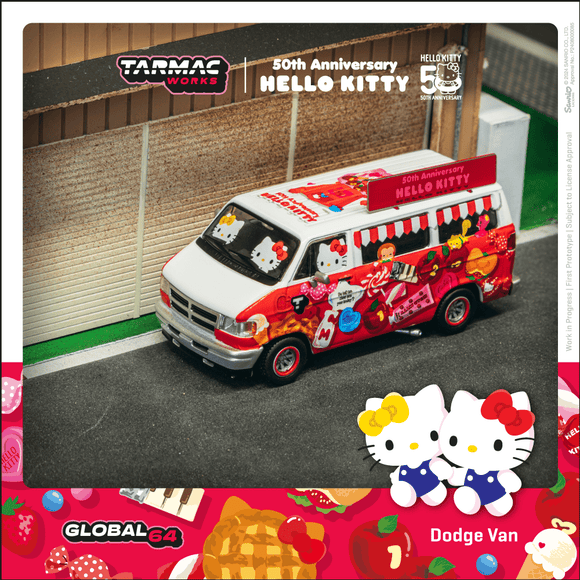 (Pre-Order) 1:64 Dodge Van -- Hello Kitty Food Truck -- Tarmac Works