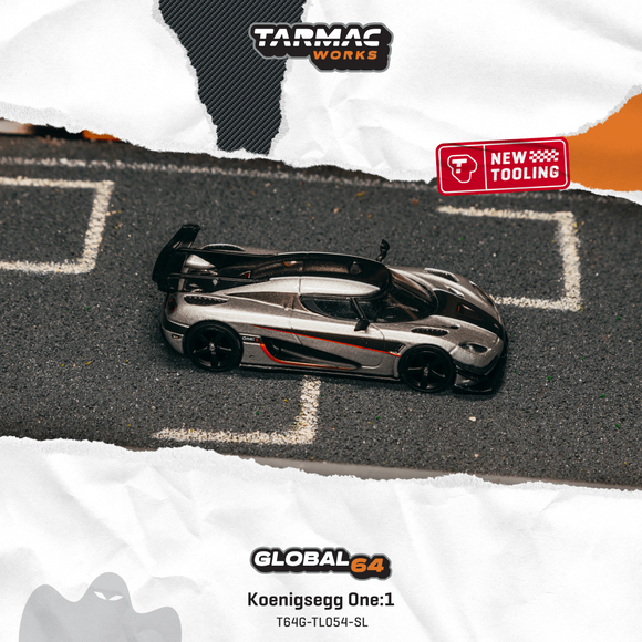 (Pre-Order) 1:64 Koenigsegg One:1 -- Silver -- Tarmac Works