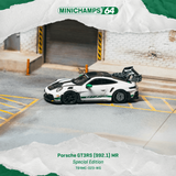 (Pre-Order) 1:64 Porsche GT3RS (992.1) MR -- White w/Green Stripe -- Tarmac Works x Minichamps