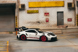(Pre-Order) 1:64 Porsche GT3RS (992.1) MR -- White w/Red Stripe -- Tarmac Works x Minichamps
