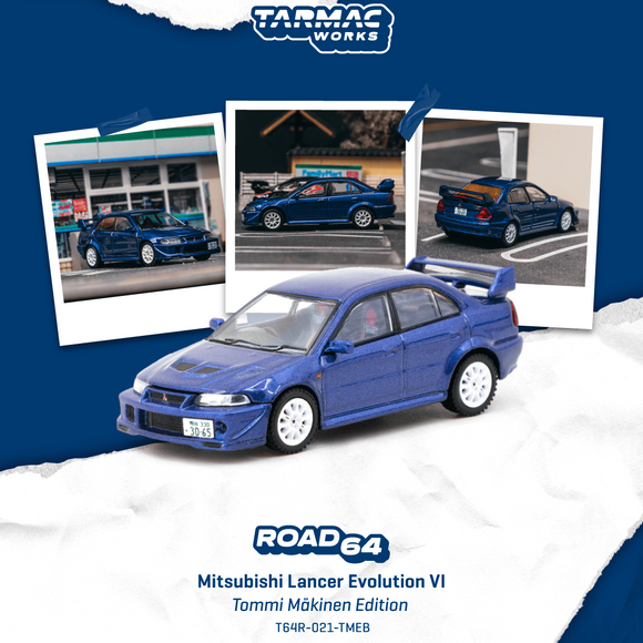 (Pre-Order) 1:64 Mitsubishi Lancer Evo VI Tommi Mäkinen Edition -- Blue -- Tarmac Works
