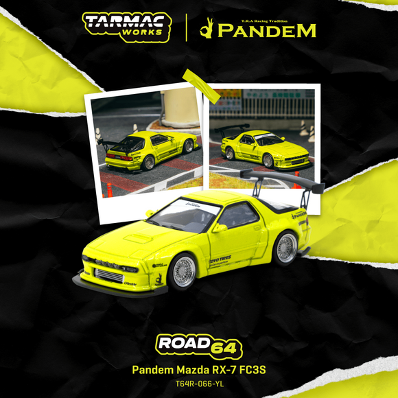 (Pre-Order) 1:64 Mazda RX7 (FC3S) PANDEM -- Yellow -- Tarmac Works