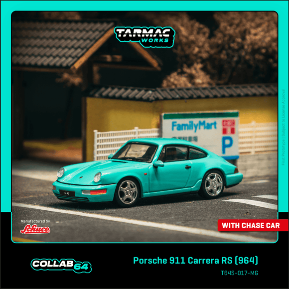 (Pre-Order) 1:64 Porsche 911 (964) Carrera RS -- Mint Green -- Tarmac Works x Schuco