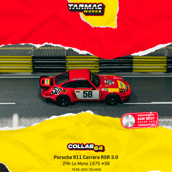 (Pre-Order) 1:64 1975 24h Le Mans -- #58 Porsche 911 Carrera RSR 3.0 -- Tarmac Works x Schuco