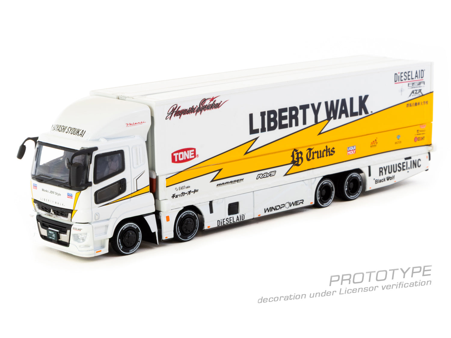 Pre-Order) 1:64 Mitsubishi Fuso Super Great -- Yellow/White Liberty W