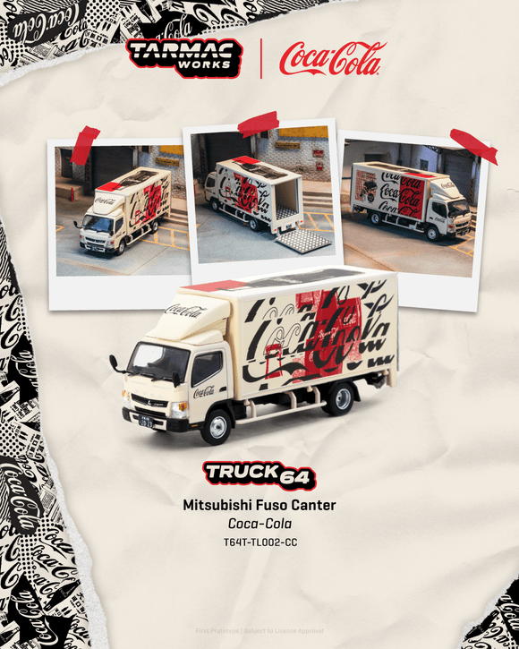 (Pre-Order) 1:64 Mitsubishi Fuso Canter Truck -- Coca-Cola -- Tarmac Works