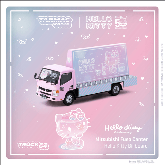 (Pre-Order) 1:64 Mitsubishi Fuso Canter -- Hello Kitty Billboard -- Tarmac Works