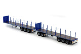 1:50 Road Train Truck Trailer Set with Dolly -- Blue -- Tekno