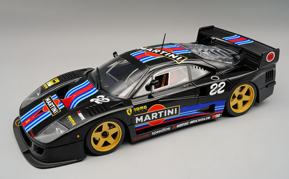 (Pre-Order) 1:18 Ferrari F40 LM 1996 (Press Version) -- Black Martini w/Gold Wheels -- Tecnomodel