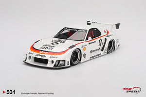 (Pre-Order) 1:18 Mazda RX-7 LB-Super Silhouette -- #41 Numero Reserve White -- TopSpeed Model