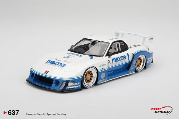 Pre-Order) 1:18 Mazda RX-7 LB-Super Silhouette -- #1 Blue/White IMSA