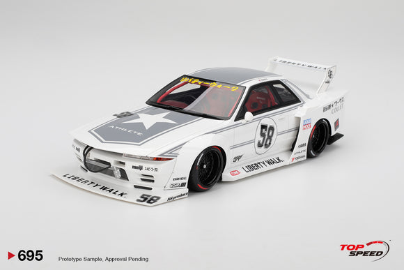 Pre-Order) 1:18 Nissan GT-R32 LBWK Kaido Works -- White TAS 2025 -- T