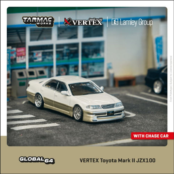 (Pre-Order) 1:64 Toyota Mark II JZX100 Vertex -- White Metallic -- Tarmac Works