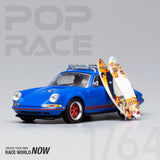 1:64 Porsche 911 (964) "Singer" -- Blue w/Wakeboard -- Pop Race