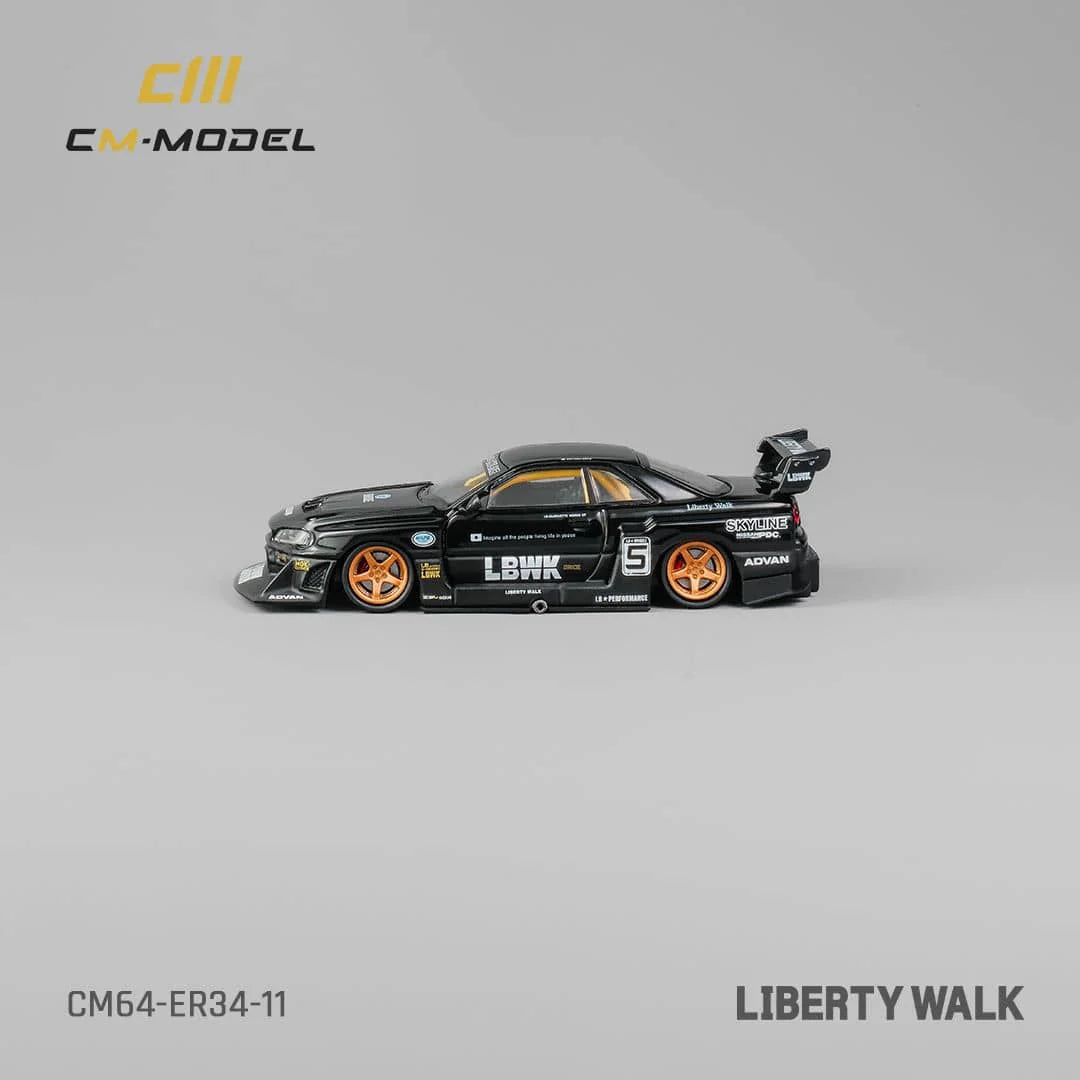 1:64 Nissan R34 Skyline GTR LBWK Super Silhouette -- #5 Black -- CM-Mo
