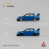 (Pre-Order) 1:64 Mitsubishi Lancer Evo IX (9) -- Metallic Blue w/Carbon Bonnet -- CM-Model