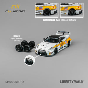 (Pre-Order) 1:64 Nissan R35 LBWK GT35RR Super Silhouette -- #23 White/Yellow -- CM-Model