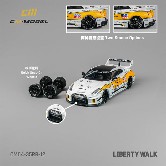 1:64 Nissan R35 LBWK GT35RR Super Silhouette -- #23 White/Yellow -- CM