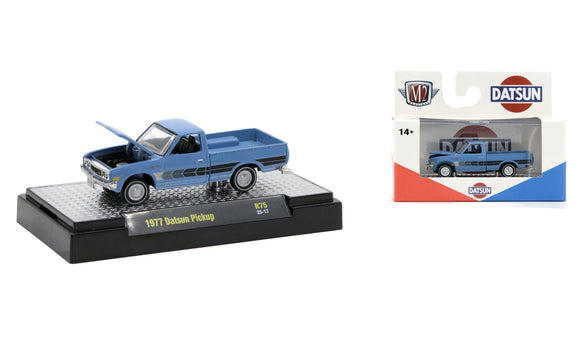 1:64 1977 Datsun Pickup -- Blue -- M2 Machines Auto Thentics 75