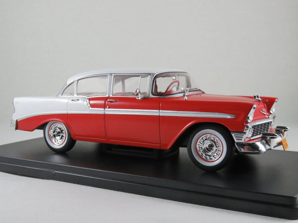 1:24 1956 Chevrolet Bel-Air Sedan -- Red/White -- WhiteBox