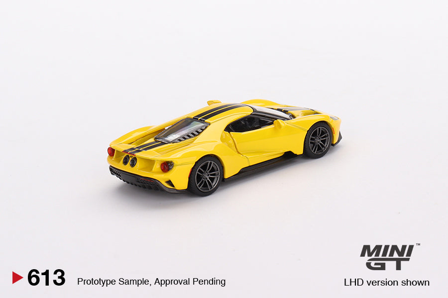 1:64 Ford GT -- Triple Yellow w/Black Stripes -- Mini GT MGT00613