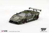 (Pre-Order) 1:64 Lamborghini Countach LB-WORKS -- Army Green -- Mini GT MGT01416