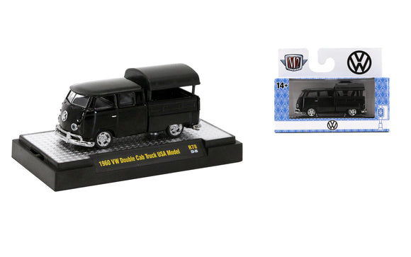 1:64 1960 VW Kombi Double Cab Truck USA Model -- Black -- M2 Machines