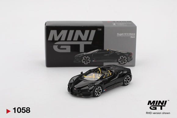 1:64 Bugatti W16 Mistral -- Black -- Mini GT MGT01058