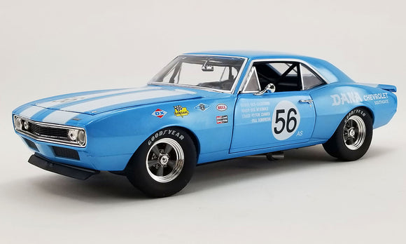 1:18 1967 Chevrolet Trans Am Camaro Z/28 -- Blue #56 Dana Chevrolet -- GMP
