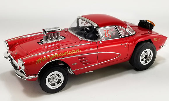 1:18 1961 Chevrolet Corvette Gasser Drag Car -- #26 Mazmanian (Candy Red) -- ACM