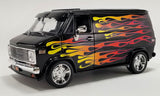 1:18 1976 Chevrolet G-Series Van -- The Hot Box (Black w/Flames) -- ACME