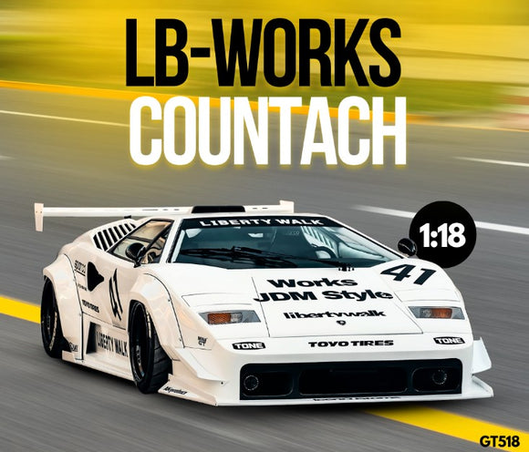 (Pre-Order) 1:18 Lamborghini Countach LB-Works -- #41 White -- GT Spirit