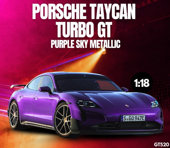 (Pre-Order) 1:18 2023 Porsche Taycan Turbo GT -- Purple Sky Metallic -- GT Spirit