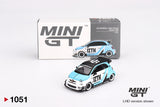 1:64 Fiat Abarth 595 LB-WORKS x Abas Works - IZTK Blue/White -- Mini GT MGT01051