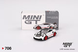 1:64 Porsche 911 (992) GT3 RS Weissach -- White w/Pyro Red -- Mini GT MGT00706