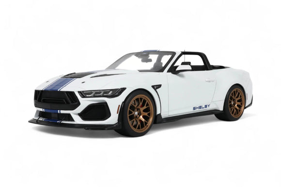 (Pre-Order) 1:18 Shelby Mustang Super Snake Convertible -- White w/Blue Stripe -- GT Spirit